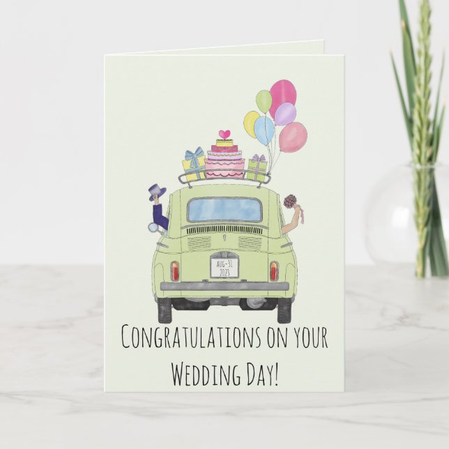 Congratulations on Wedding Day Fiat 500 Card (Front)