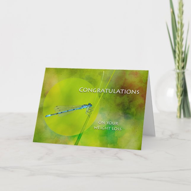 Congratulations on Weight Loss, Damselfly on Grass Card (Front)