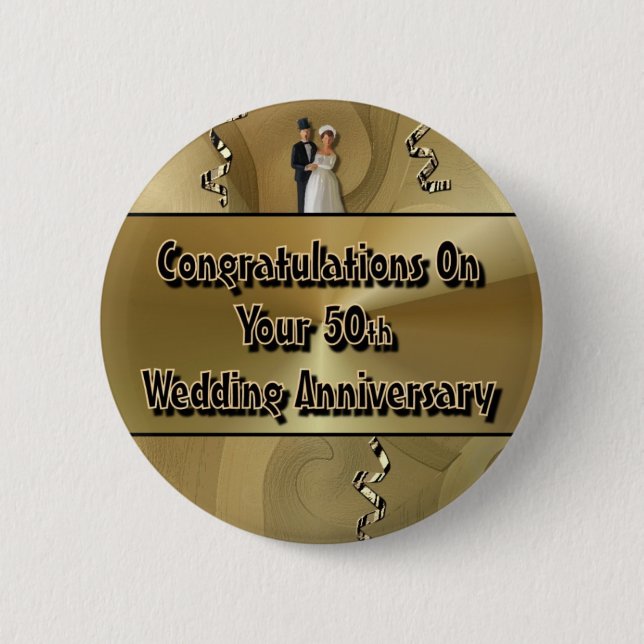 Congratulations On Your 50th Wedding Anniversary 6 Cm Round Badge (Front)