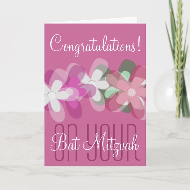 Congratulations on your Bat Mitzvah floral Card (Front)