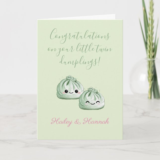 Congratulations On Your Dumplings, Twin Babies Card (Front)
