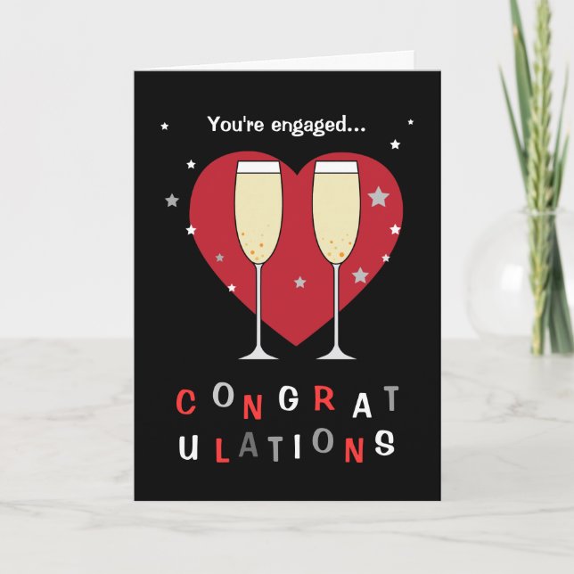 Congratulations on your engagement toast glasses card (Front)