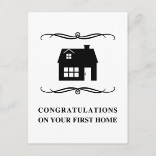 congratulations on your first home : mod home postcard