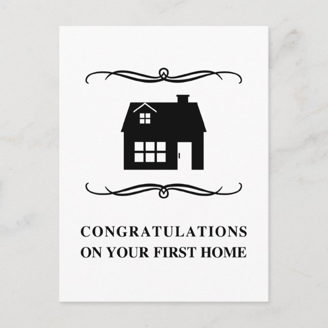 congratulations on your first home : mod home postcard (Front)