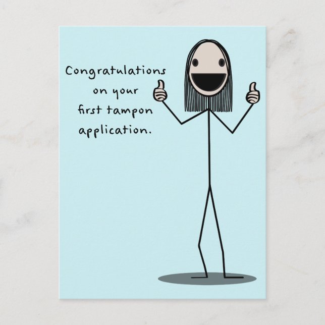 Congratulations On Your First Tampon Application Postcard (Front)