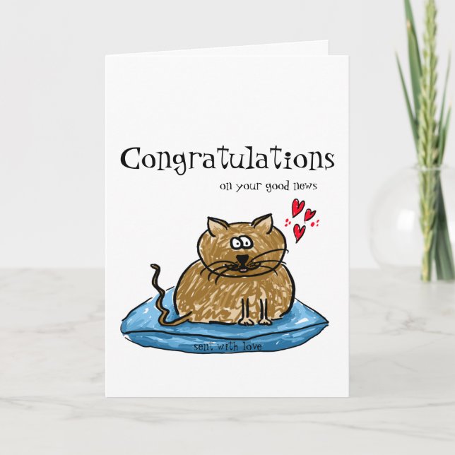 Congratulations on your good news cat illustration card (Front)