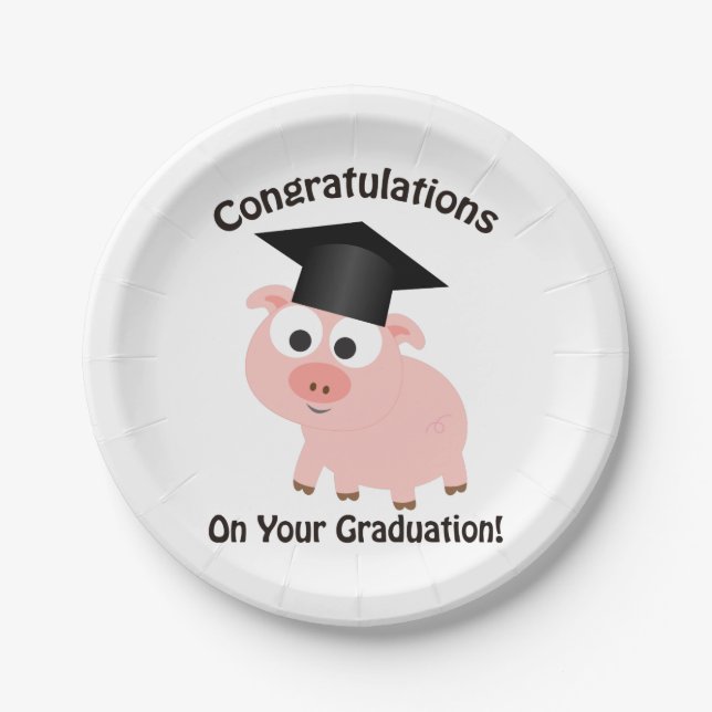 Congratulations on Your Graduation! Pig Paper Plate (Front)