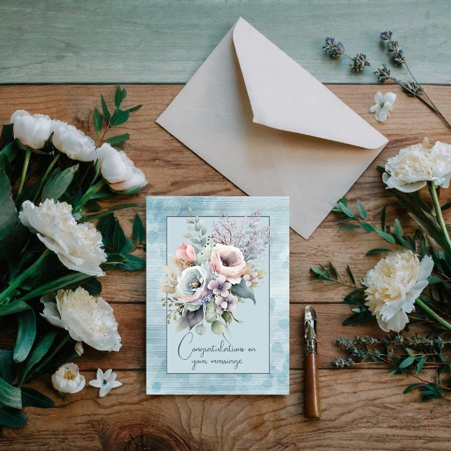 Congratulations on your marriage floral bouquet   card (Creator Uploaded)