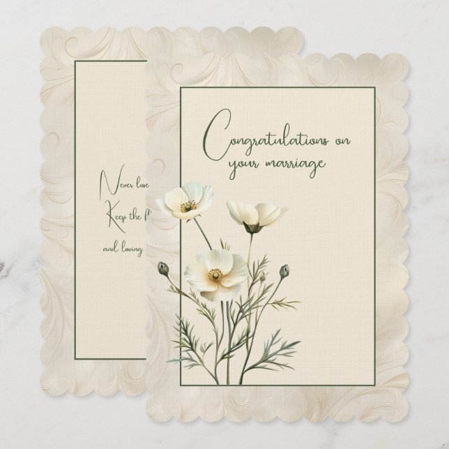 Congratulations on your marriage floral bouquet   card (Front/Back)