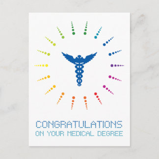 congratulations on your medical degree : rainbow postcard