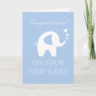 Congratulations on your new baby boy or son custom card