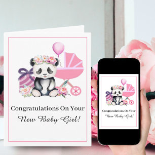 Congratulations on Your New Baby Panda Card