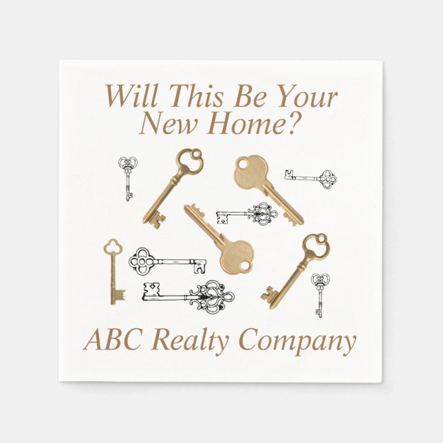 Congratulations on Your New Home KEYS Napkin (Front)