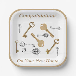 Congratulations on Your New Home KEYS Paper Plate