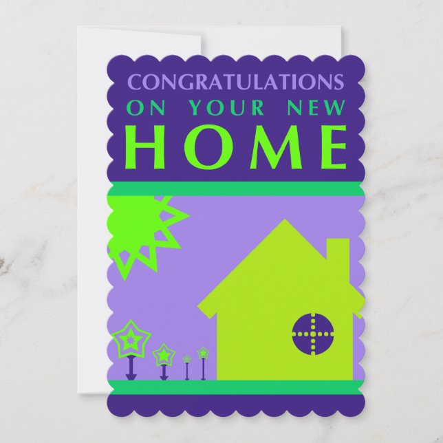 congratulations on your new home (purple shapes) invitation (Front)