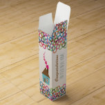 Congratulations On Your New Home Wine Box<br><div class="desc">This new home owner wine gift box features a graphic of a cute little house with pink hearts floating out of the chimney accented with a multicolored circle pattern on the top and bottom. Customisable text on the left and right sides of the box reads: Congratulations ON YOUR NEW HOME....</div>