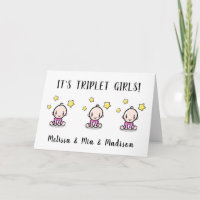congratulations on your triplet girls, card