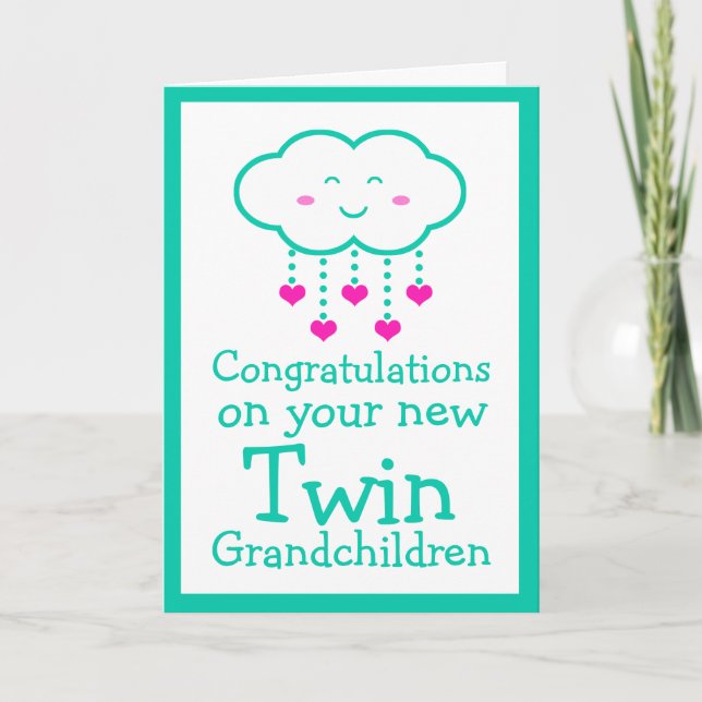 Congratulations on Your Twin Grandchildren Card (Front)