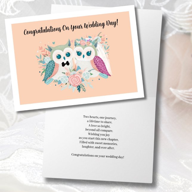 Congratulations On Your Wedding Day Cute Owls Card (Creator Uploaded)