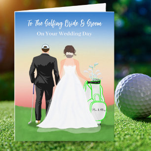 Congratulations On Your Wedding Day Golfing Couple Card