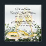 Congratulations on Your Wedding Day- White Roses Magnet<br><div class="desc">Magnets. Congratulations on Your Wedding Day Keepsake for the Bride and Groom. Personalise it with the date and your own saying. ⭐This Product is 100% Customisable. Graphics and text can be deleted, moved, resized, changed around, rotated, etc... 99% of my designs in my store are done in layers. This makes...</div>