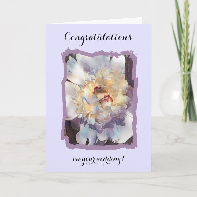 Congratulations on your wedding white Peony Card (Front)