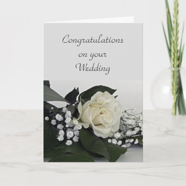 Congratulations on Your Wedding White Rose  Card (Front)
