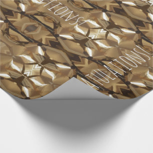 Congratulations or Your Text Mosaic Gold Brown Wrapping Paper