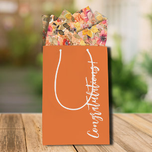 Congratulations Orange Medium Gift Bag