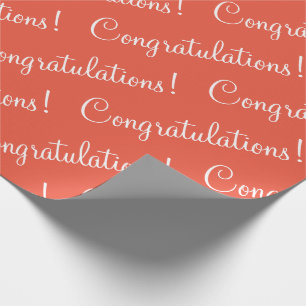 Congratulations Orange Script  Wrapping Paper