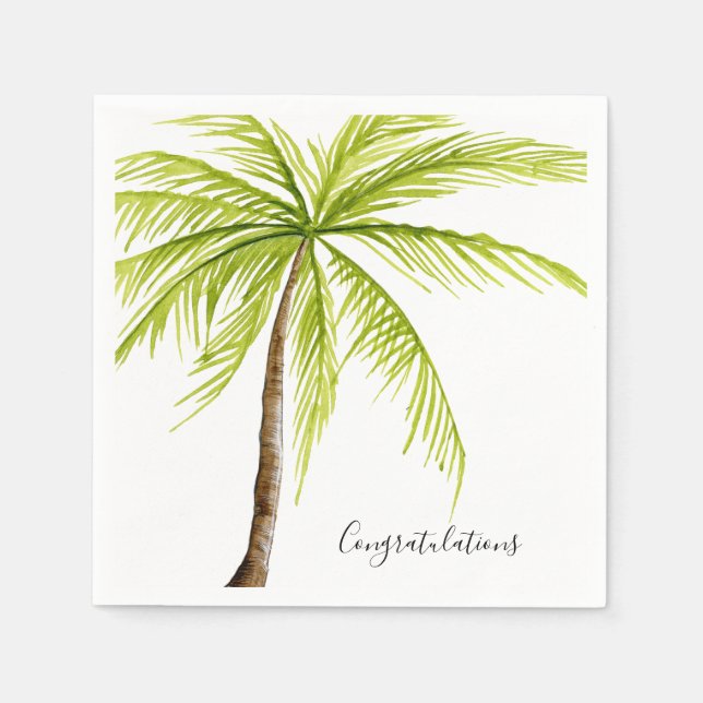 Congratulations Palm Tree Custom Island Beach Napkin (Front)