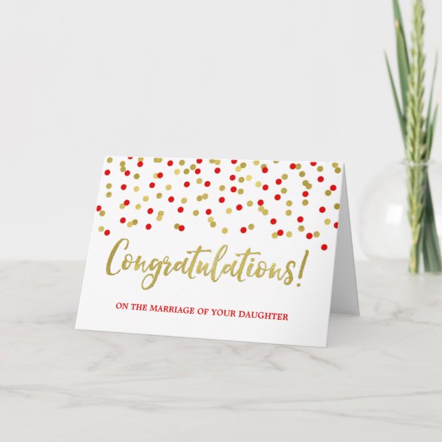 Congratulations Parents of the Bride Gold Red Card (Front)