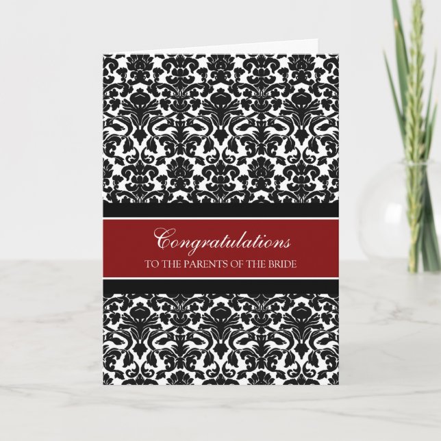 Congratulations Parents of the Bride Red Black Card (Front)