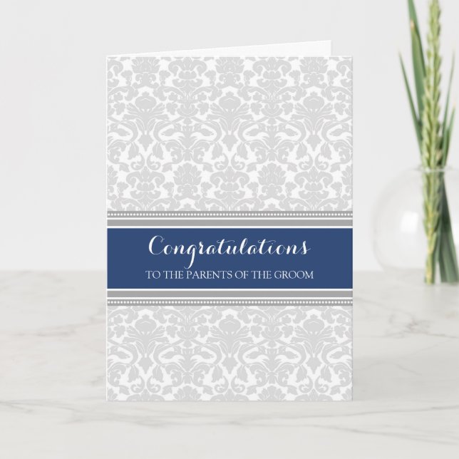Congratulations Parents of the Groom Blue Grey Card (Front)