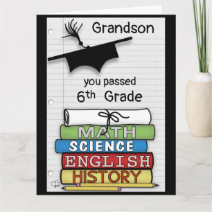 Congratulations Passing 6th Grade, Books Big Card