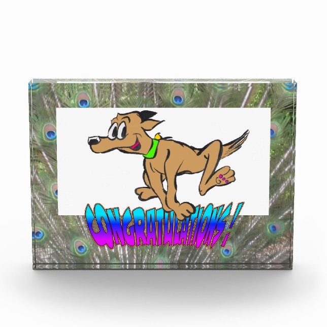 Congratulations Peacock Feathers Colour Photo Bloc Block (Front)