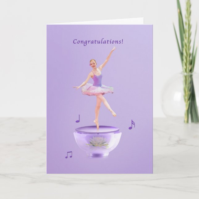 Congratulations, Performance, Music Box Ballerina Card (Front)
