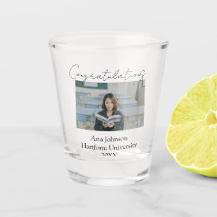 Congratulations photo graduate name university yea shot glass