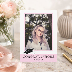 Congratulations Pink Graduation Photo Card
