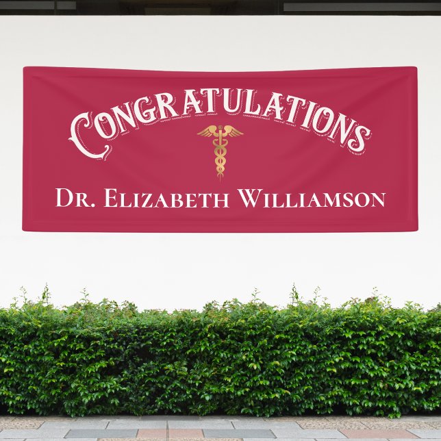 Congratulations Pink Nurse Doctor Medical Banner (Graduation Congratulations Medical Student, Doctor, Nurse, Dentist Banner)