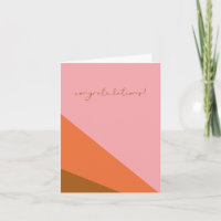 Congratulations Pink Orange Colour Block Geometric