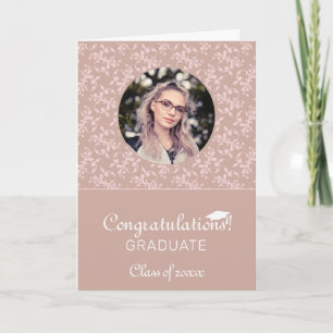 Congratulations Pink Rococo Graduation Photo  Card