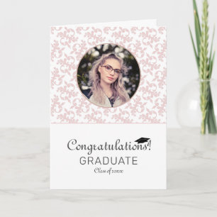 Congratulations Pink Rococo Graduation Photo  Card