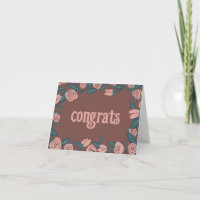CONGRATULATIONS Pink Roses Frame Floral Custom