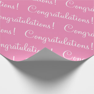 Congratulations Pink Script Wedding Baby Shower Wr Wrapping Paper