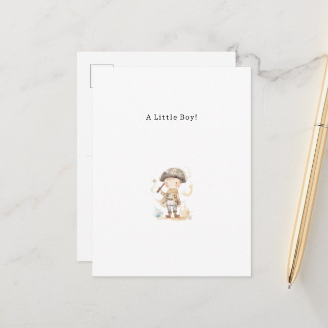 Congratulations Pirate New Baby Birth Card (Front/Back In Situ)