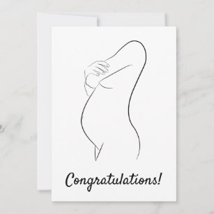 Congratulations Pregnancy Line Art Pregnant Woman Card