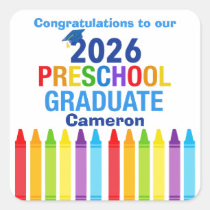 Congratulations Preschool Graduate Custom Party Square Sticker
