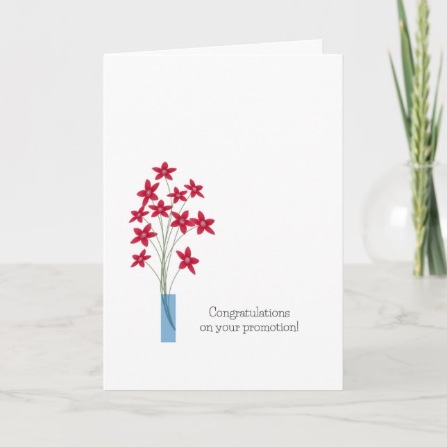 Congratulations Promotion Cards, cute red flowers Card (Front)