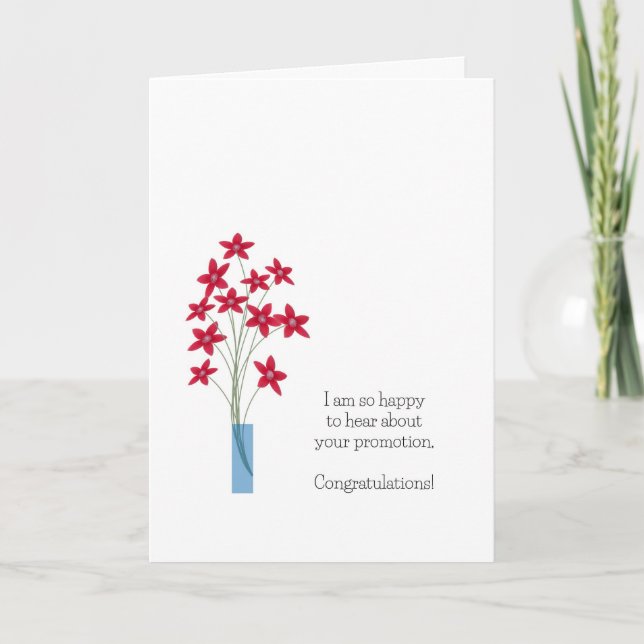 Congratulations Promotion Cards, cute red flowers Card (Front)